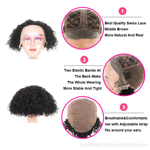 Short Brazilian Pixie Cut Curly Wig,Cheap Perruque T part Lace 13x6,Hd Lace Human Hair Wig For Black Women